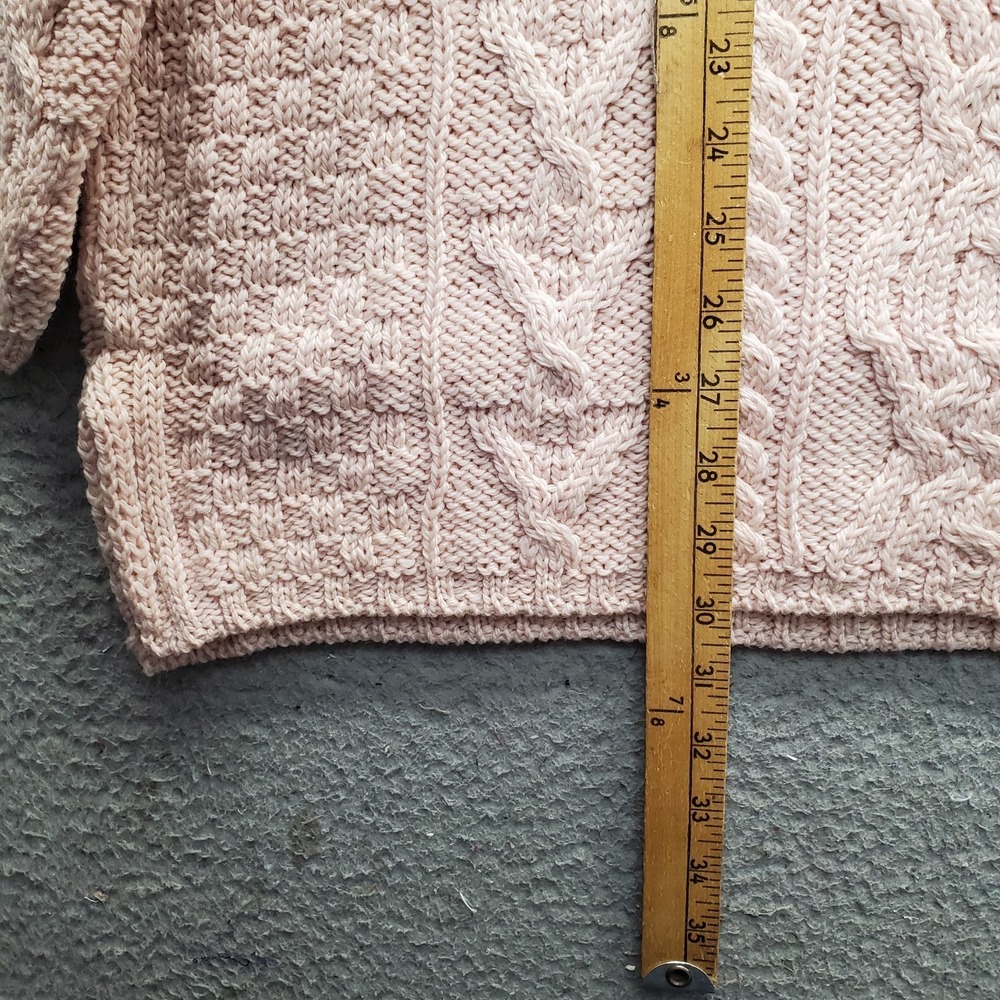 Vintage Aran Crafts Ireland Knitted Sweater Womens XL Pink Merino Wool Crew Neck - Picture 3 of 7